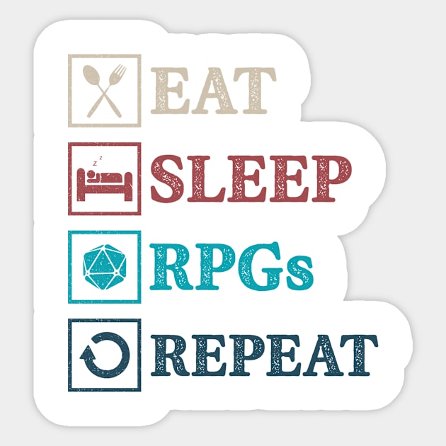 Eat Sleep RPG Repeat Geeky Fantasy Gamer Sticker by G33KT33S